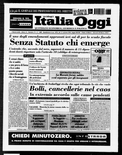 Italia oggi : quotidiano di economia finanza e politica